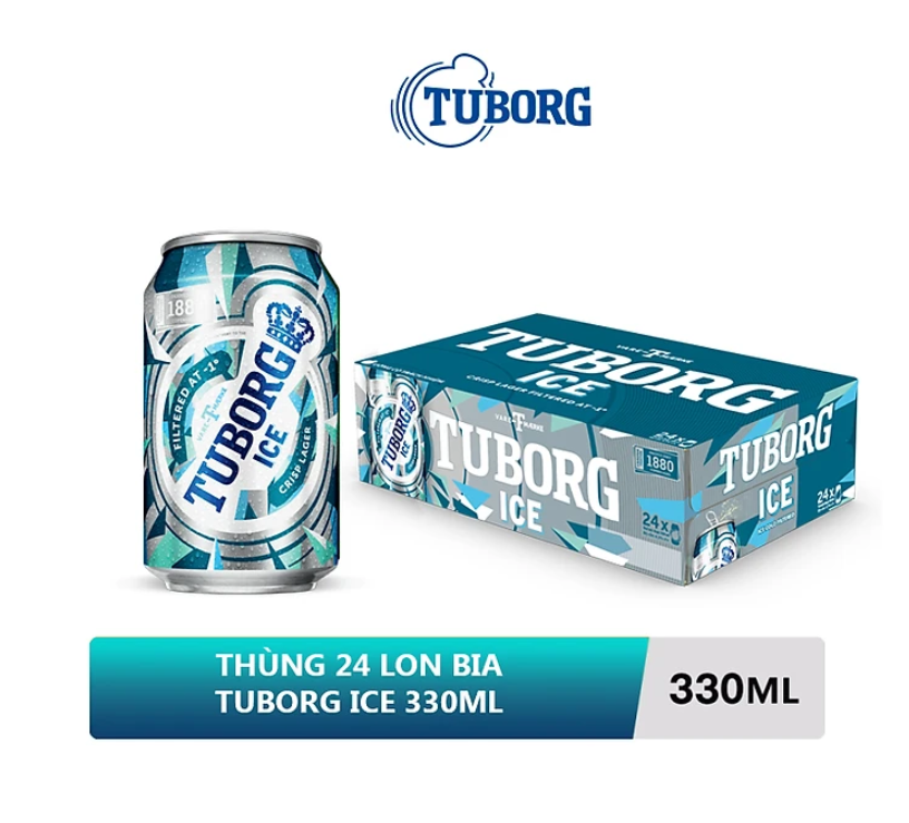 Nồng độ cồn 4.3% - Thùng 24 lon bia Tuborg Ice 330ml